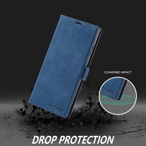 QLTYPRI Case for Samsung Galaxy S24, Premium PU Leather Cover TPU Bumper with Card Holder Kickstand Hidden Magnetic Adsorption Shockproof Flip Wallet Case for Samsung Galaxy S24 - Black in Kuwait