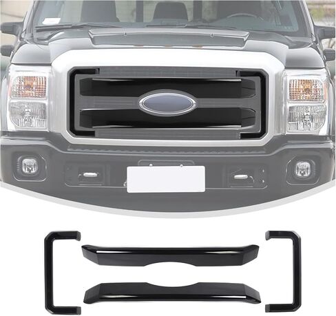 Linskip Grille Overlay Compatible with 2011 2012 2013 2014 2015 2016 Ford F250 F350 F450 F550, Gloss Black Front Grille Trim Cover, Exterior Accessories in Saudi Arabia