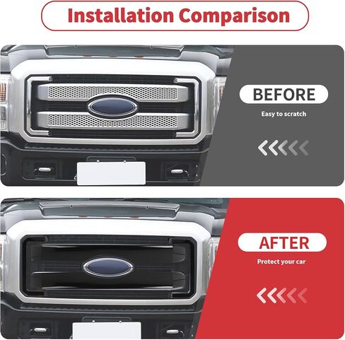 Linskip Grille Overlay Compatible with 2011 2012 2013 2014 2015 2016 Ford F250 F350 F450 F550, Gloss Black Front Grille Trim Cover, Exterior Accessories in Saudi Arabia