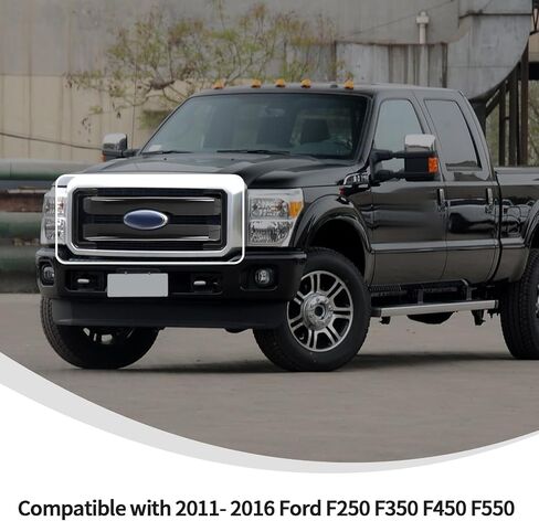Linskip Grille Overlay Compatible with 2011 2012 2013 2014 2015 2016 Ford F250 F350 F450 F550, Gloss Black Front Grille Trim Cover, Exterior Accessories in Saudi Arabia