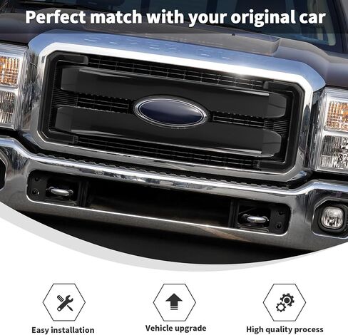 Linskip Grille Overlay Compatible with 2011 2012 2013 2014 2015 2016 Ford F250 F350 F450 F550, Gloss Black Front Grille Trim Cover, Exterior Accessories in Saudi Arabia