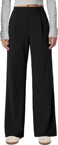 Gracyoga Wide Leg Pants for Women Stretchy Pull On Work Pants High Waisted Business Casual Trousers Slacks with Pockets in Saudi Arabia