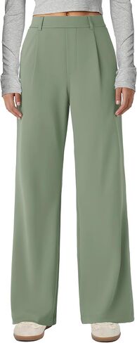 Gracyoga Wide Leg Pants for Women Stretchy Pull On Work Pants High Waisted Business Casual Trousers Slacks with Pockets in Saudi Arabia