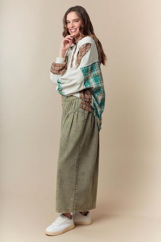 Hey Sweetie Women's Solid Twill Wide Leg Pants – High Waist Relaxed Fit Cotton Trousers with Front Pleats and Button Detail in Saudi Arabia