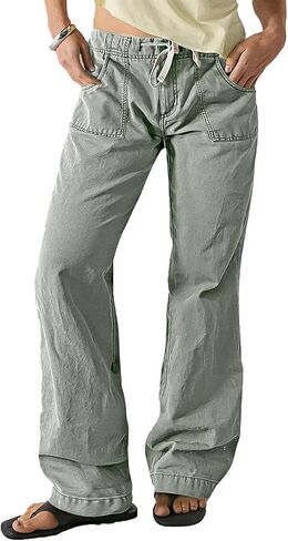 سروال الساق المستقيمة للنساء للنساء في منتصف الارتفاع غير الرسمي سراويل بوت بوتش بوت بوتش in Kuwait