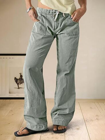 سروال الساق المستقيمة للنساء للنساء في منتصف الارتفاع غير الرسمي سراويل بوت بوتش بوت بوتش in Kuwait