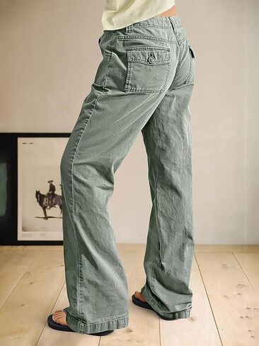 سروال الساق المستقيمة للنساء للنساء في منتصف الارتفاع غير الرسمي سراويل بوت بوتش بوت بوتش in Kuwait