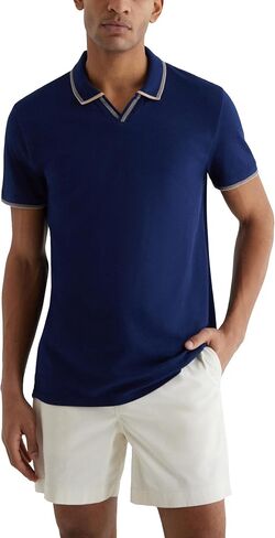 EXPRESS Men's Luxe Pique Polo – Tipped Johnny Collar, Elevated Casual Style in Saudi Arabia