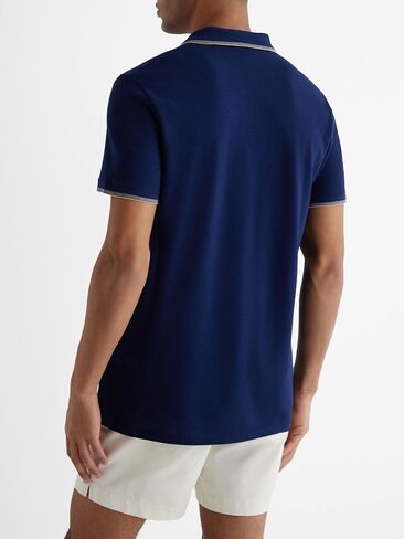EXPRESS Men's Luxe Pique Polo – Tipped Johnny Collar, Elevated Casual Style in Saudi Arabia