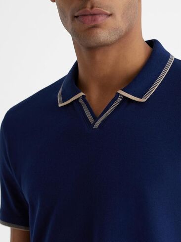 EXPRESS Men's Luxe Pique Polo – Tipped Johnny Collar, Elevated Casual Style in Saudi Arabia