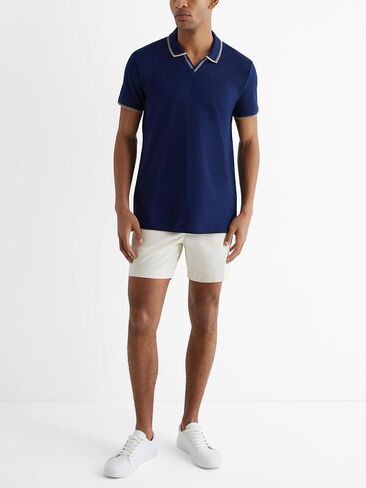 EXPRESS Men's Luxe Pique Polo – Tipped Johnny Collar, Elevated Casual Style in Saudi Arabia