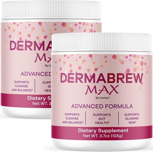 (2 عبوة) مسحوق Dermabrew Max - صيغة متقدمة Derma Max Max الرسمية للبشرة الصحية ، وجميع المكونات الطبيعية لنمط الحياة الصحية العام ودعم العافية ، و 120 حصص لمدة شهرين in Saudi Arabia