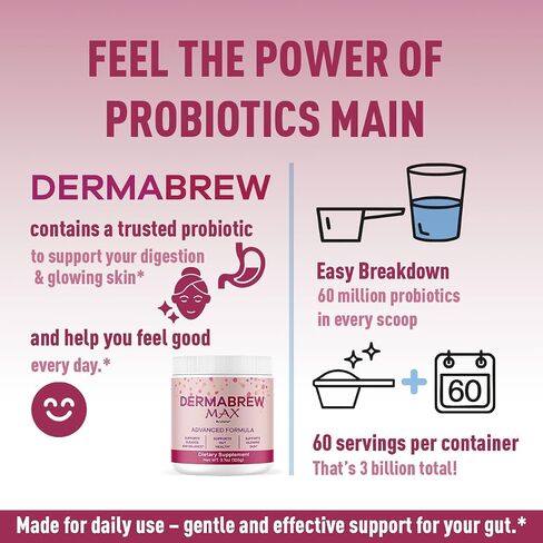 (2 عبوة) مسحوق Dermabrew Max - صيغة متقدمة Derma Max Max الرسمية للبشرة الصحية ، وجميع المكونات الطبيعية لنمط الحياة الصحية العام ودعم العافية ، و 120 حصص لمدة شهرين in Saudi Arabia
