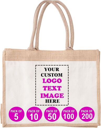 حزمة 5 | 10 | 50 | 100 | 200 حقيبة حمل مع شعار مخصص أو نص أو صورة ، حقيبة حمل كبيرة للشعار المخصصة ، in Kuwait