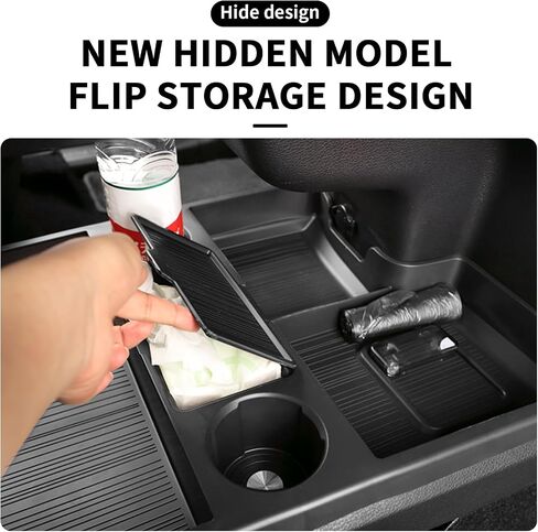Compatible with 2025 Toyota Sienna Center Console Organizer with Cup Holder, Lower Storage Box Accessories (TPE Material with Original car Wood Grain (Compatible with 2021-2025 Toyota Sienna), Black) in Kuwait