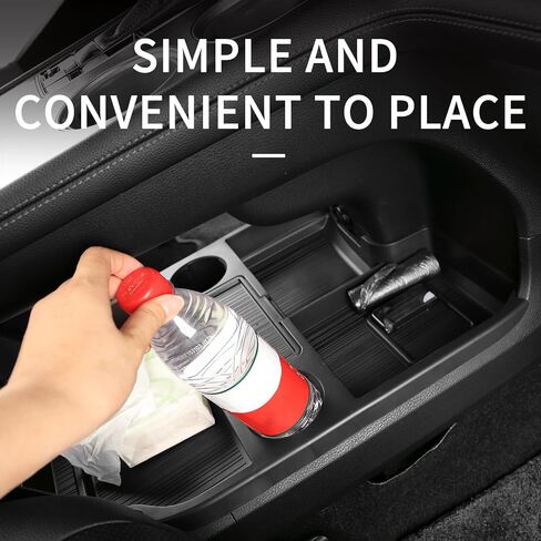 Compatible with 2025 Toyota Sienna Center Console Organizer with Cup Holder, Lower Storage Box Accessories (TPE Material with Original car Wood Grain (Compatible with 2021-2025 Toyota Sienna), Black) in Kuwait