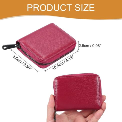 uxcell Leather Credit Card Holder, 14 Slots Small Accordion Zipper Wallet for Women and Men RFID Blocking Secure Organizer with Zipper, MultiFunctional Wallet for ID & Cards (Rose) in Saudi Arabia