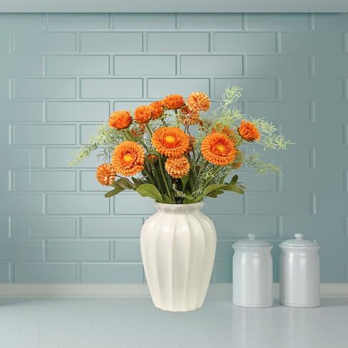 Fall Flowers Artificial Daisy Flowers Daisies and Fake Mums Bouquet with Rosemary Sprigs for Fall Florals Arrangements Party Home Decoration Table Centerpieces (Orange) in Saudi Arabia