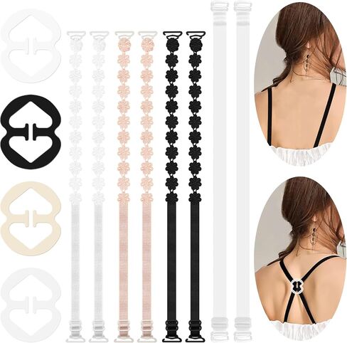 أحزمة ومقاطع صدرية 8 عبوة - 4 أزواج أحزمة صدرية للسيدات ومقاطع صدرية 4pcs لصنع Racerback - أشرطة كتف زهرة من الدانتيل القابلة للتعديل لصالح حمالات الصدر الراحة والملابس الداخلية والملابس الداخلية وقمم الدبابات وارتداء الرياضة in Saudi Arabia