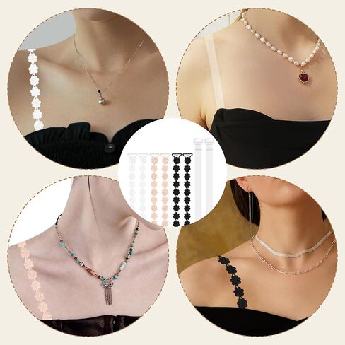 أحزمة ومقاطع صدرية 8 عبوة - 4 أزواج أحزمة صدرية للسيدات ومقاطع صدرية 4pcs لصنع Racerback - أشرطة كتف زهرة من الدانتيل القابلة للتعديل لصالح حمالات الصدر الراحة والملابس الداخلية والملابس الداخلية وقمم الدبابات وارتداء الرياضة in Saudi Arabia