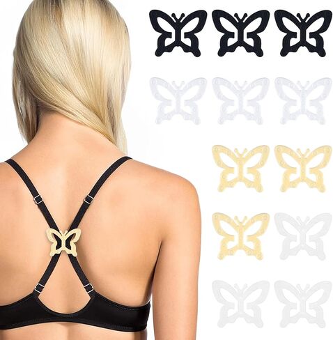 مقاطع حزام 12 PCS ، 4 ألوان مقاطع صدرية على شكل فراشة أنيقة لجعل مقطع حمالات Racerback لإخفاء الأشرطة ، محول حمالات الصدر إلى racerback للنساء مضادات الأبواق in Kuwait