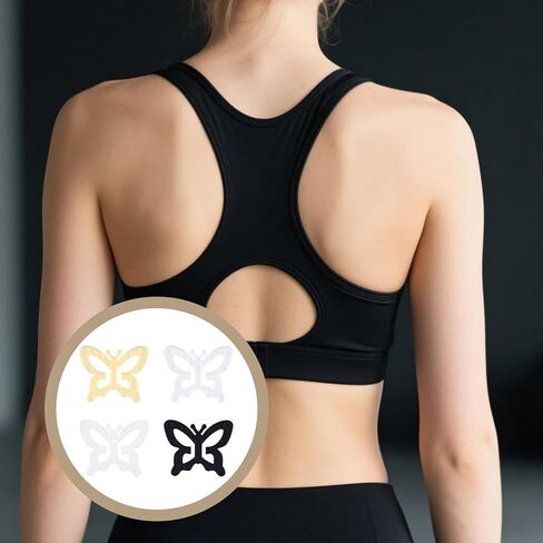 مقاطع حزام 12 PCS ، 4 ألوان مقاطع صدرية على شكل فراشة أنيقة لجعل مقطع حمالات Racerback لإخفاء الأشرطة ، محول حمالات الصدر إلى racerback للنساء مضادات الأبواق in Kuwait
