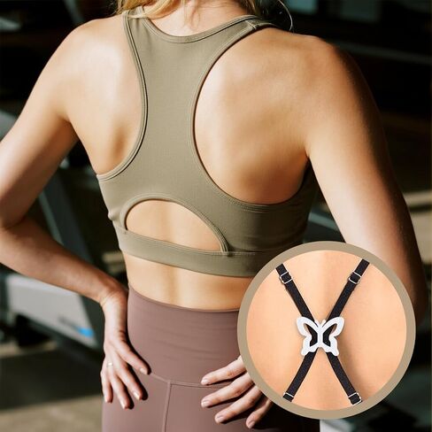 مقاطع حزام 12 PCS ، 4 ألوان مقاطع صدرية على شكل فراشة أنيقة لجعل مقطع حمالات Racerback لإخفاء الأشرطة ، محول حمالات الصدر إلى racerback للنساء مضادات الأبواق in Kuwait