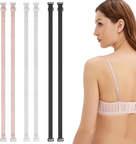 3 أزواج أبيض سوداء أشرطة سوداء قابلة للضبط أحزمة استبدال حزام الكتف Bra No Slipping Lingerie Lingerie Rovrap القابلة للإزالة للنساء (أبيض ، أسود ، بيج ، عرض 15 ملم) in Saudi Arabia