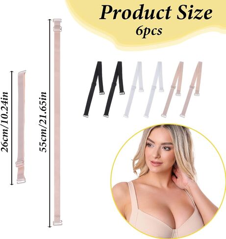 3 أزواج أبيض سوداء أشرطة سوداء قابلة للضبط أحزمة استبدال حزام الكتف Bra No Slipping Lingerie Lingerie Rovrap القابلة للإزالة للنساء (أبيض ، أسود ، بيج ، عرض 15 ملم) in Saudi Arabia