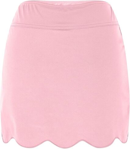 Solid Bodycon Skirt for Women 2025 Scalloped Hem Trendy Dress Elastic Skirts Golf Sport Dresses with Pocket in Saudi Arabia