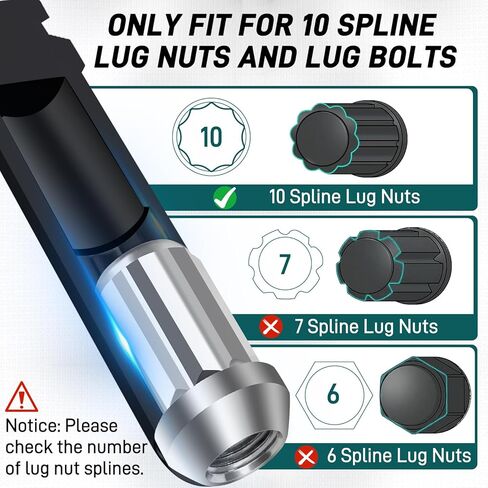 10 مفتاح جوز Lug Lug Sline ، مقبس جوز خطوط شريان شريطي مزدوج لسيارات الركاب ، سيارات الدفع الرباعي الصغيرة والشاحنات ، مفتاح قفل العجلات مع محرك رأس سداسي 17 مم و 19 ملم in Kuwait