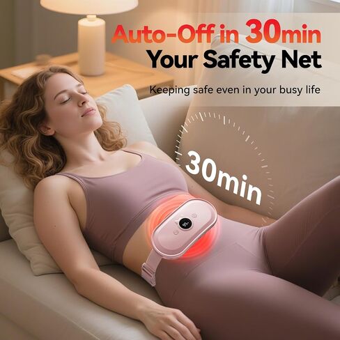 Portable Heating Pad for Period Cramps Relief Vibrating Menstrual Heating Belt for Women, Fast Heat with 7 Heat Levels and 7 Modes for Menstrual, Pain Relief for Back & Stomach - Pink in Saudi Arabia