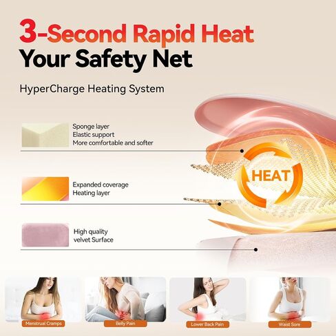 Portable Heating Pad for Period Cramps Relief Vibrating Menstrual Heating Belt for Women, Fast Heat with 7 Heat Levels and 7 Modes for Menstrual, Pain Relief for Back & Stomach - Pink in Saudi Arabia
