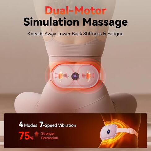 Portable Heating Pad for Period Cramps Relief Vibrating Menstrual Heating Belt for Women, Fast Heat with 7 Heat Levels and 7 Modes for Menstrual, Pain Relief for Back & Stomach - Pink in Saudi Arabia