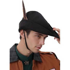 Medieval Robin Hat Bycocket Felt with Feather German Costume Accessory for Halloween Renaissance One Size Adult in Kuwait