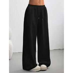 Women's Baggy Sweatpants with Pockets Wide Leg High Waisted Casual Sweat Pants Lounge Drawstring Joggers Gym Workout Pants in Kuwait