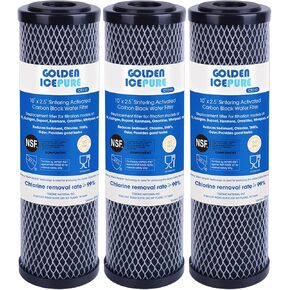 GOLDEN ICEPURE 1 Micron 2.5" x 10" Whole House CTO Carbon Sediment Water Filter Compatible with Dupont WFPFC8002, WFPFC9001, FXWTC, Culligan P5-D, WHCF-WHWC, D-10A, DWC30001, SCWH-5, 4PACK in Kuwait