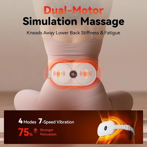 Portable Heating Pad for Period Cramps Relief Vibrating Menstrual Heating Belt for Women, Fast Heat with 7 Heat Levels and 7 Modes for Menstrual, Pain Relief for Back & Stomach - Pink in Saudi Arabia