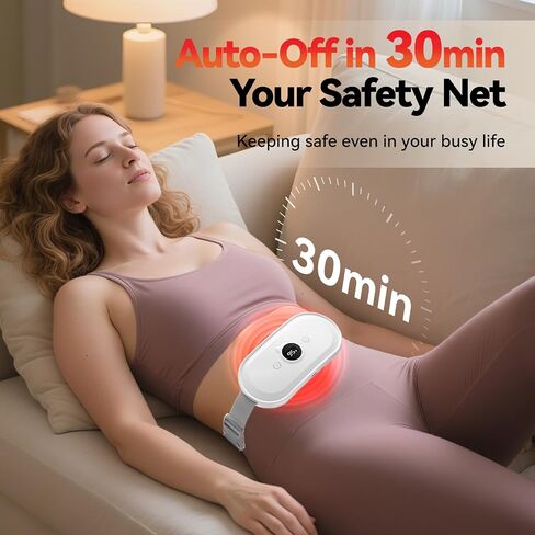 Portable Heating Pad for Period Cramps Relief Vibrating Menstrual Heating Belt for Women, Fast Heat with 7 Heat Levels and 7 Modes for Menstrual, Pain Relief for Back & Stomach - Pink in Saudi Arabia