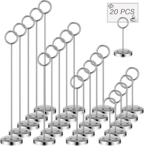 20 Pcs Table Number Holders 4/6/8/10 Inch Place Card Holder Stands Wire Photo Clips Metal Table Card Stands for Centerpieces, Photos, Food Signs, Birthdays, Weddings(Black) in Saudi Arabia