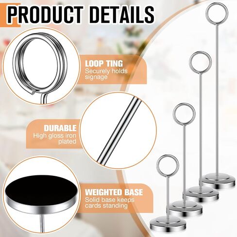 20 Pcs Table Number Holders 4/6/8/10 Inch Place Card Holder Stands Wire Photo Clips Metal Table Card Stands for Centerpieces, Photos, Food Signs, Birthdays, Weddings(Black) in Saudi Arabia