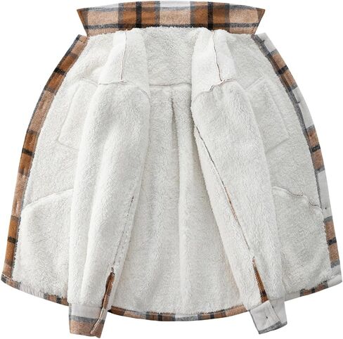 Women's Sherpa Fleece Lined Flannel Shirt Jacket Plaid Button Down Jacket Shacket for Women in Saudi Arabia