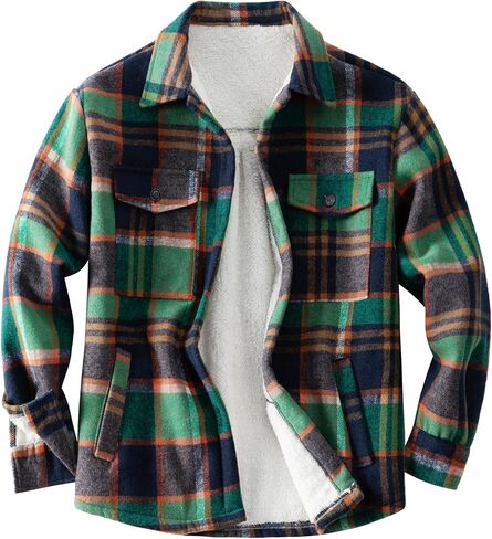 Women's Sherpa Fleece Lined Flannel Shirt Jacket Plaid Button Down Jacket Shacket for Women in Saudi Arabia