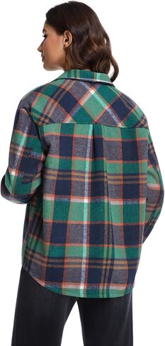 Women's Sherpa Fleece Lined Flannel Shirt Jacket Plaid Button Down Jacket Shacket for Women in Saudi Arabia