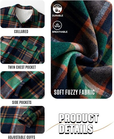 Women's Sherpa Fleece Lined Flannel Shirt Jacket Plaid Button Down Jacket Shacket for Women in Saudi Arabia