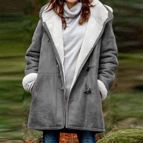 Sherpa Jacket for Women 2025 Winter Warm Coat Fleece Lined Coat Mid Length Winter Jacket Plus Size Sherpa Outwear in Kuwait