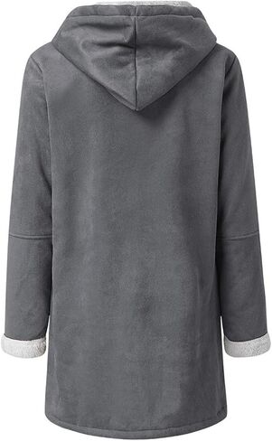 Sherpa Jacket for Women 2025 Winter Warm Coat Fleece Lined Coat Mid Length Winter Jacket Plus Size Sherpa Outwear in Kuwait