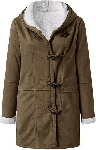 Sherpa Jacket for Women 2025 Winter Warm Coat Fleece Lined Coat Mid Length Winter Jacket Plus Size Sherpa Outwear in Kuwait