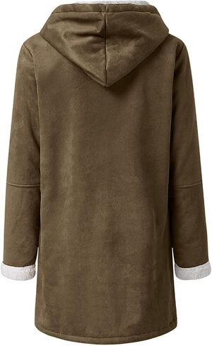 Sherpa Jacket for Women 2025 Winter Warm Coat Fleece Lined Coat Mid Length Winter Jacket Plus Size Sherpa Outwear in Kuwait