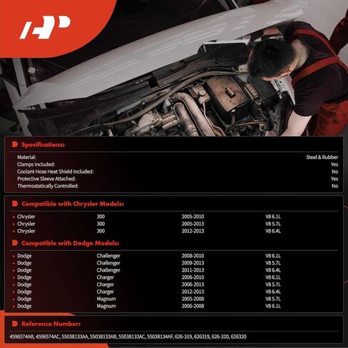 A-Premium 2PCS Inlet & Outlet HVAC HOSE HOSE CLESBLY مع المشابك المتوافقة مع Dodge Charger 2006-2013 ، Challenger 2008-2013 ، Magnum 2005-2008 & Chrysler 300 2005-2013 in Saudi Arabia